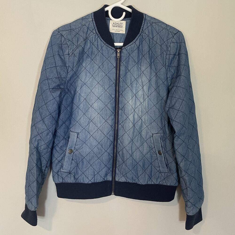 Ashley by 26 International Quilted Blue Denim Jacket Women's Small Full Zip READ - Picture 4 of 12